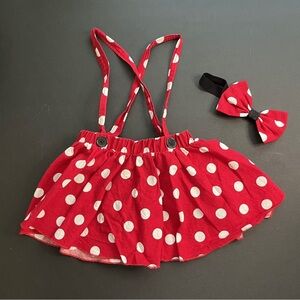 Minnie Mouse Inspired Suspender Skirt Size 3T
